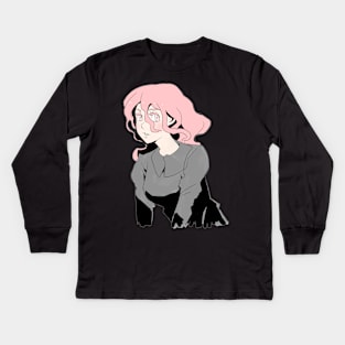 Pink Haired And Black Dress Kids Long Sleeve T-Shirt